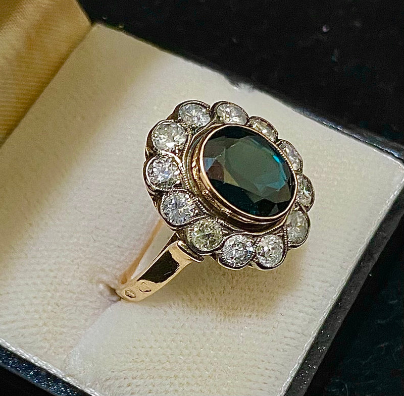 Unique Designer's Solid Yellow Gold with Sapphire and Diamonds Ring - $60K Appraisal Value w/CoA} APR57