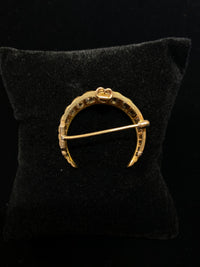 1920's Victorian Style Rose Gold Crescent Moon Brooch Pin w/ 19 Diamonds - 5 Cts. - $40K VALUE APR 57