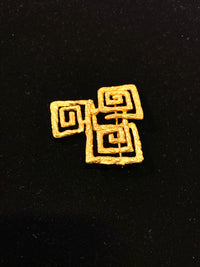 Lalaounis Style 1970s18K Yellow Gold Textured Greek Key Brooch/Pin w $13K COA!!} APR 57