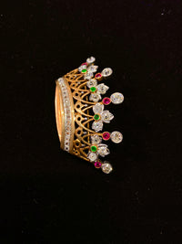 Victorian Style RG 6ct Diamonds/Ruby/Emerald(43)Crown Brooch/Pendant w $30K COA} APR 57