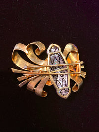 1920's Art Deco Platinum & YG Ribbon Motif Brooch/Pin w/ 37 Diamonds - $25K VALUE APR 57
