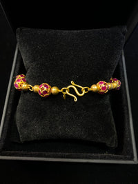 Beautiful Unique 22K Yellow Gold Ornate Bracelet with 20+ Ct. Ruby - $25K APR Value w/ CoA! APR 57