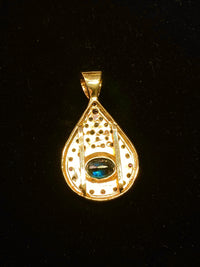 Designer's YG Faceted Blue Topaz 38Multi-Colored Stones Drop Pendant w $20K COA} APR 57