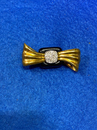 1940's Art Deco Italian 18KYG 17 Diamonds/Onyx Ribbon Bow Brooch/Pin w $15K COA} APR 57