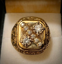 Unique Design Solid Yellow Gold with Diamonds Signet Ring - $8K Appraisal Value w/CoA} APR57