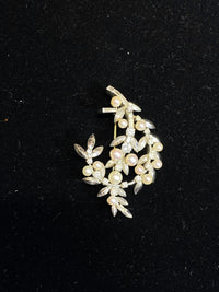 Vintage 1930's Designer 18KWG 40-Diamond Pearl Floral Leaf Brooch Pin - $20K VALUE APR 57