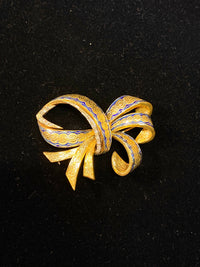 Vintage Italian Designer 18K YG 14-Diamonds Ribbon Brooch Pin - $20K VALUE APR 57