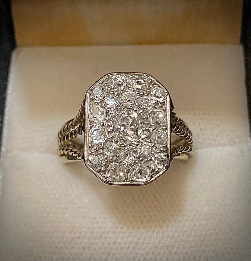 1900's Antique Design Solid White Gold with Old Mine Diamonds Ring - $16K Appraisal Value w/CoA} APR57