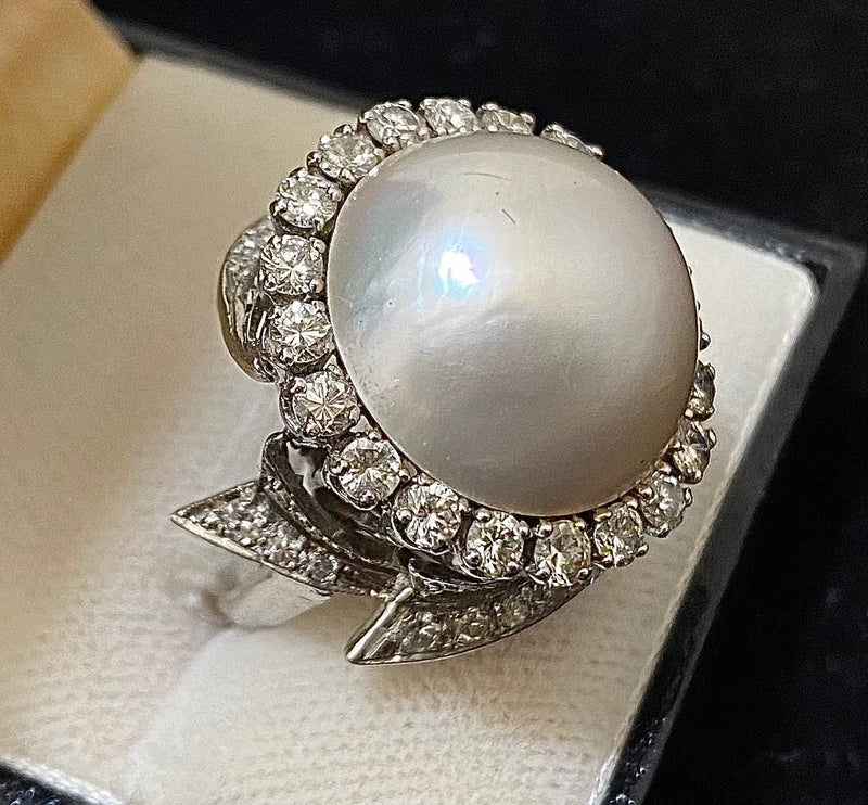 1930's Antique Designer's Platinum with Pearl & Diamonds Rig - $30K Ap