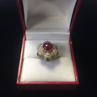BUCCELLATI Beautiful Lady's Star Ruby Ring w/ Fancy Yellow Diamonds on 18K YG Ring! - $57K VALUE! APR 57