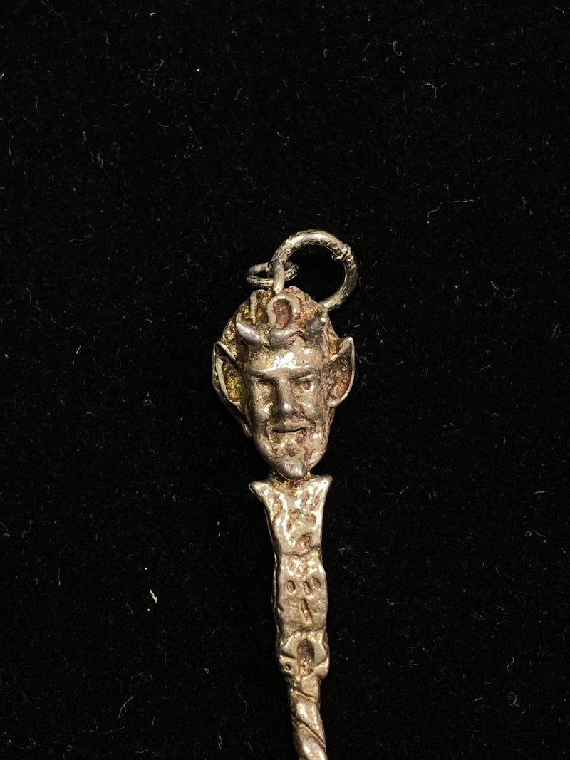Unique Intricate Devil Face Sterling Silver Spice Spoon Pendant w $1.5K COA!!} APR 57