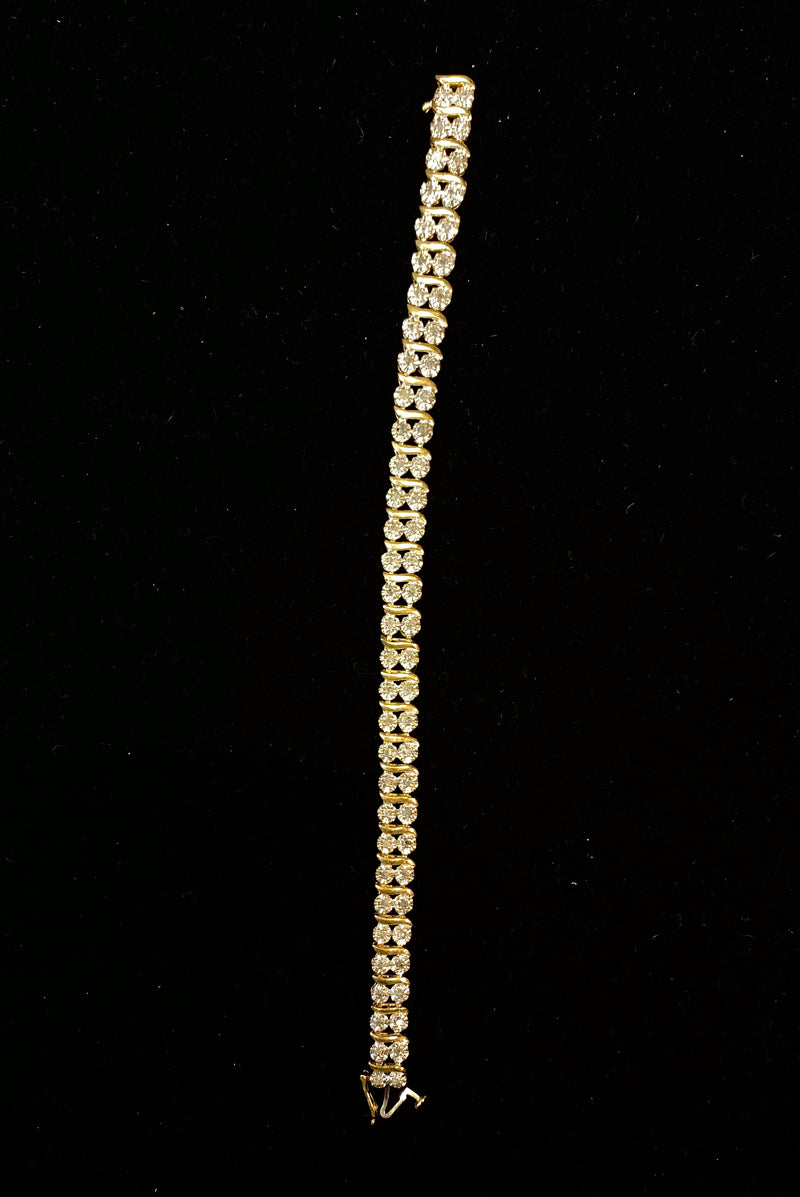 Designer Yellow Gold Double Row Tennis Bracelet with 64 Diamonds! - $6K APR Value w/ CoA! APR 57
