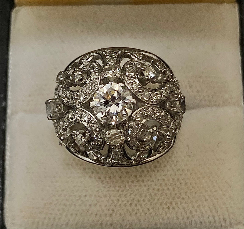 Unique Designer's Platinum with 100+ Diamonds Dome Ring - $20K Appraisal Value w/CoA} APR57