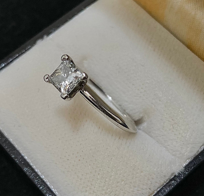 Tiffany & Co. Platinum with Princess cut Diamond Solitaire Engagement Ring - $20K Appraisal Value w/CoA} APR57