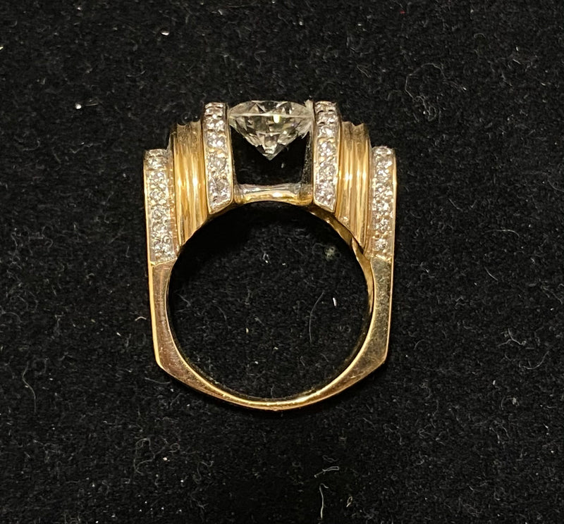 Unique Designer's 18K Yellow Gold with 60+ Diamonds Tension set Ring - $60K Appraisal Value w/CoA} APR57