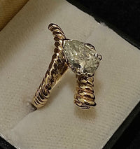 Unique Designer's Solid Yellow Gold with Pear Diamond Rope Shank Ring - $50K Appraisal Value w/CoA} APR57