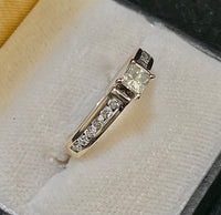 Gabriel&Co. Unique Design Solid White Gold with Princess Diamond Engagement Ring - $8K Appraisal Value w/CoA} APR57