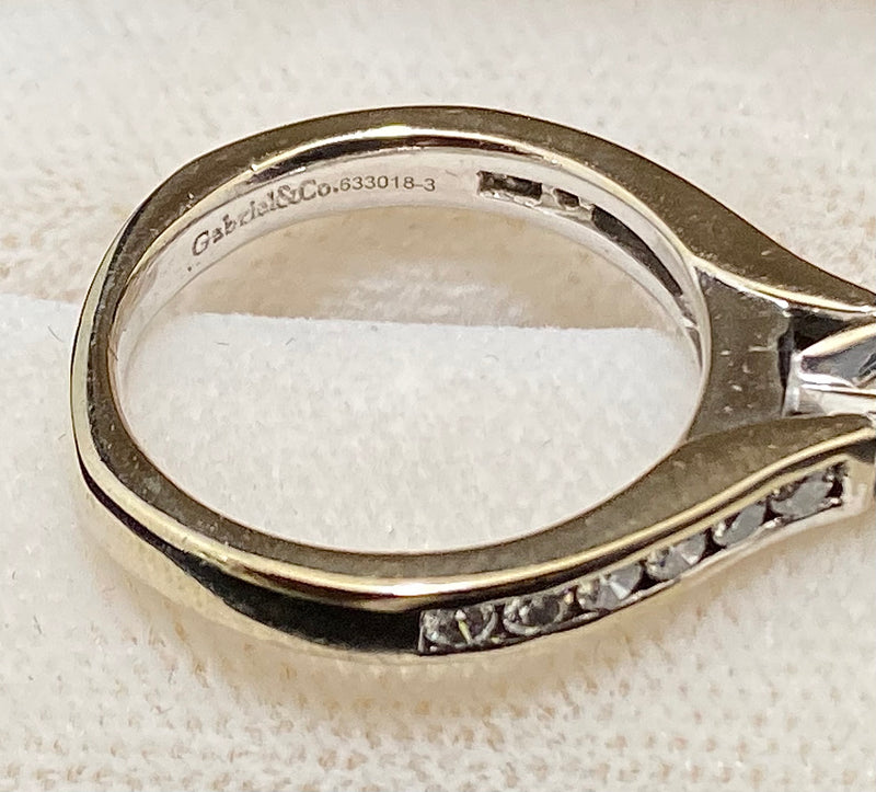 Gabriel&Co. Unique Design Solid White Gold with Princess Diamond Engagement Ring - $8K Appraisal Value w/CoA} APR57
