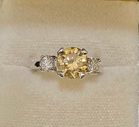 Unique Design Platinum with Champagne Diamond 3-stone Ring - $35K Appraisal Value w/CoA} APR57