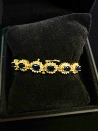 Stunning Solid Yellow Gold 14-Sapphire & 182-Diamond Bracelet with 20 Cts.! - $20K APR Value w/ CoA! APR 57