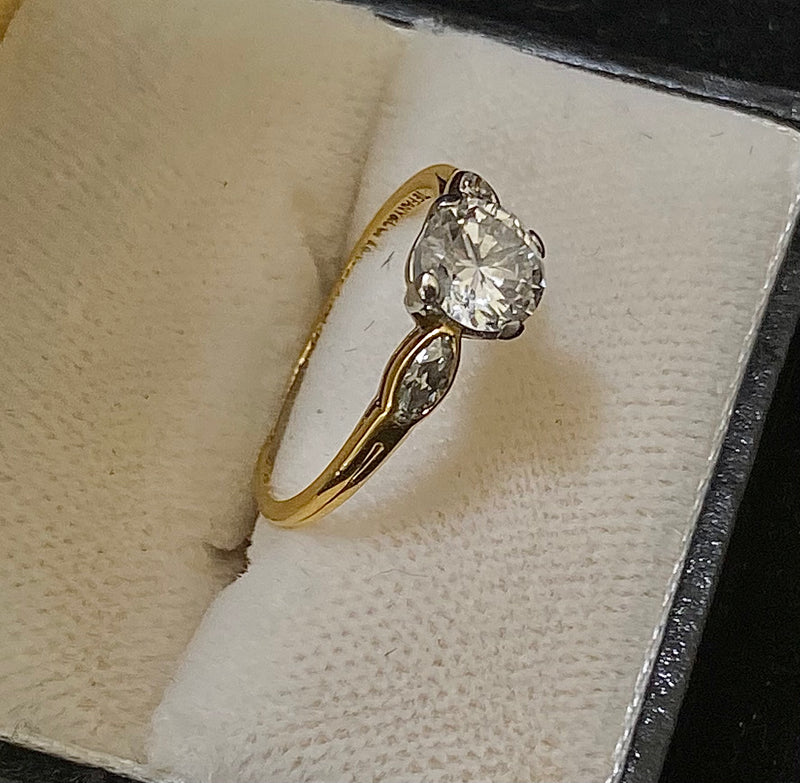 Tiffany & Co. 1940's 18K Yellow Gold/Platinum Diamond Engagement Ring