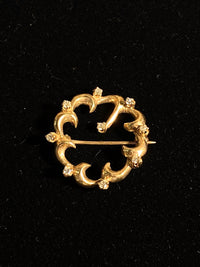 Vintage 1930s Unique YG 9 Diamonds Circular Floral Motif Brooch/Pin w $7K COA!!} APR 57