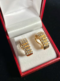 Lady's Unique YG Designer 54 Diamonds  3 cts Cuff Post Earrings w $15K COA !!} APR 57