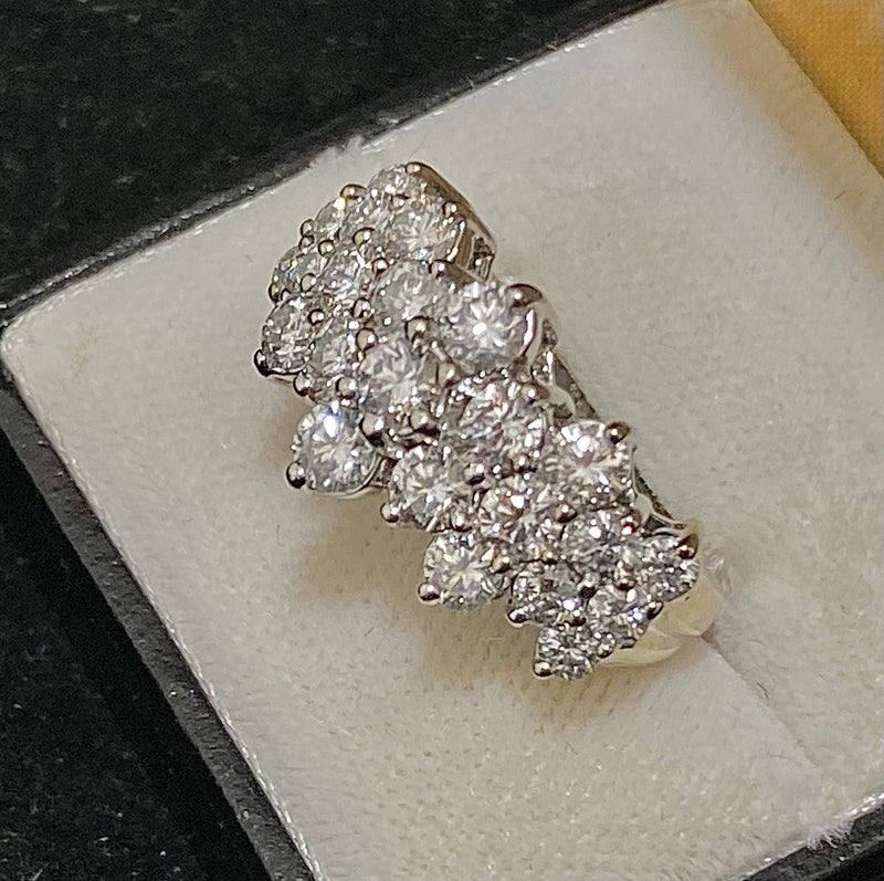 Designer Solid White Gold 23-Diamond Cocktail Ring - $30K Appraisal Value w/CoA} APR57