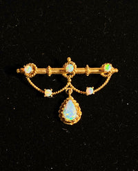 1930s Victorian Design YG 6 Crystal Opal w Play-of-Color Brooch/Pin w $8K COA!!} APR 57