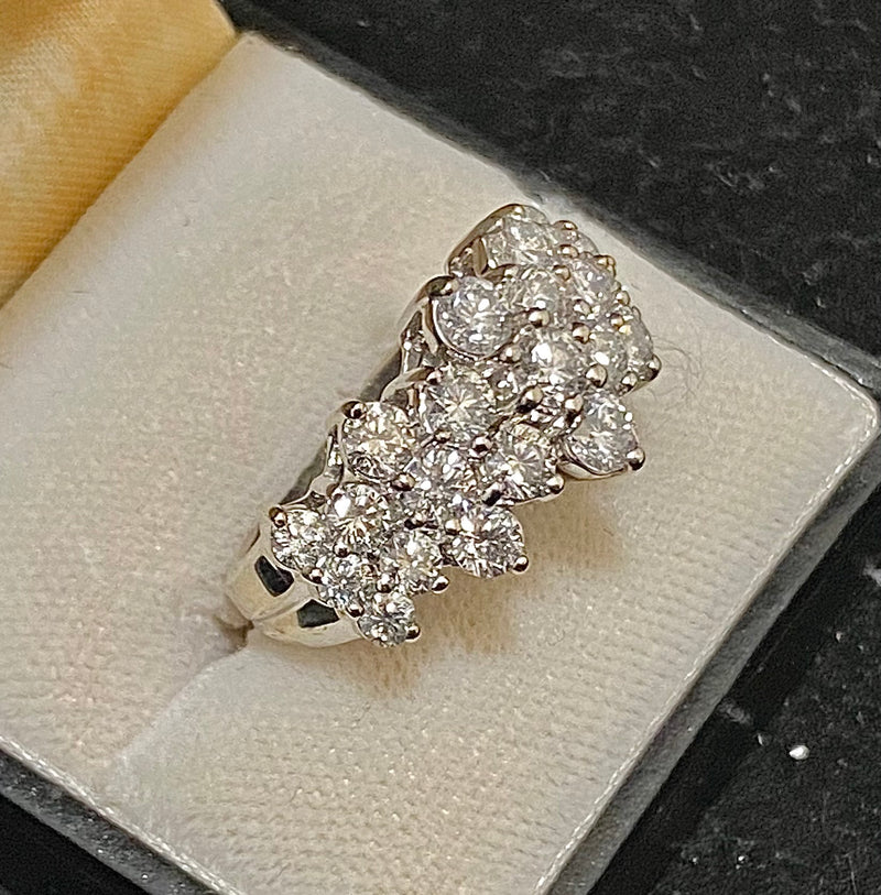Designer Solid White Gold 23-Diamond Cocktail Ring - $30K Appraisal Value w/CoA} APR57