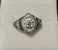 1920's Antique Platinum Old European Diamond & Sapphire Ring - $50K Appraisal Value w/CoA} APR57