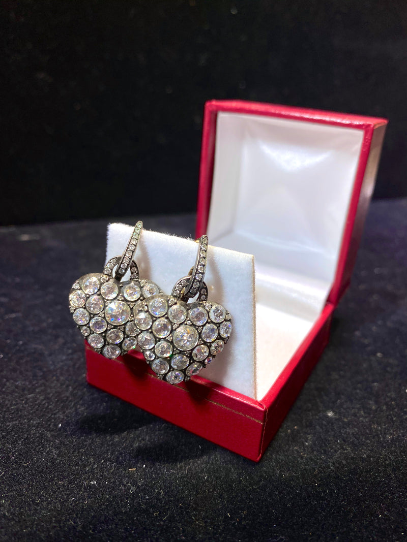 Buccellati Style 18KYG 94 Diamonds Vintage Heart Shape Clap Earrings w $60K COA} APR 57