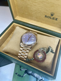 ROLEX Day-Date President Men's/Unisex 18K Rose Gold Rare Purple Platinum Dial - $100K APR w/ COA! APR 57