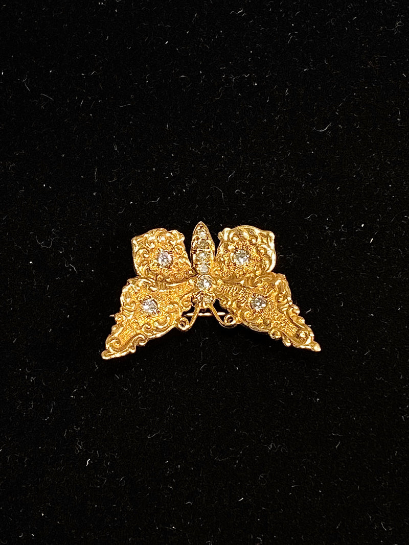 Buccellati Style Intricate YG 11 Diamonds Butterfly Brooch/Pin w $10K COA !!!} APR 57