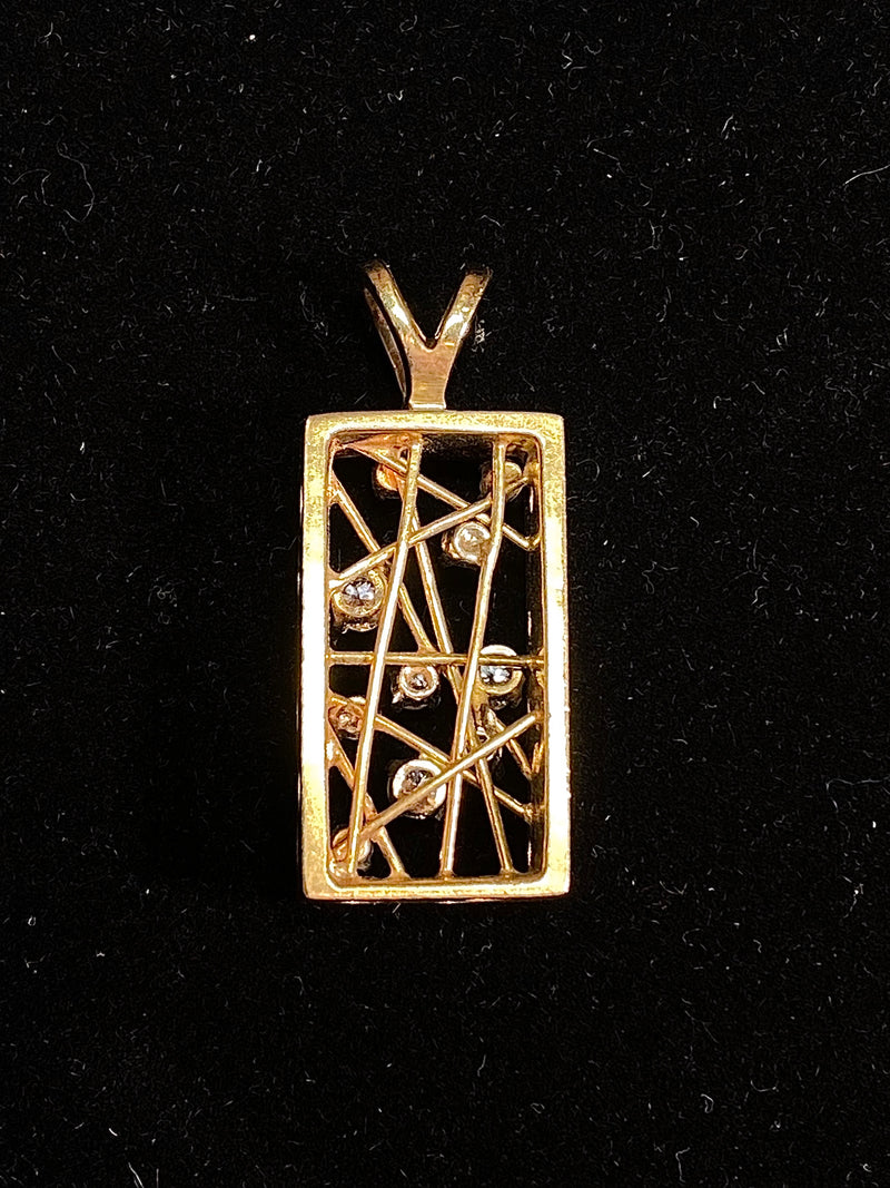 Contemporary YG 10 Diamonds 1 ct Abstract Criss-Cross Pendant w $10K COA !!!} APR 57