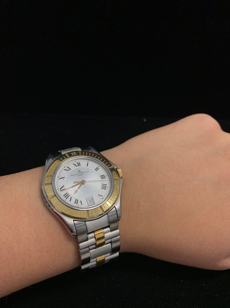 BAUME & MERCIER Stainless Steel Wristwatch w/ 18KYG Links - $8K APR Value w/ CoA! APR 57