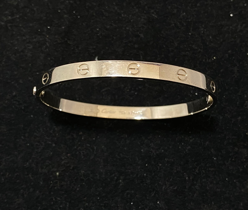 CARTIER Love Bracelet 18K White Gold Jumbo Size $10K Appraisal Value w/ CoA! APR 57
