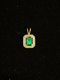 Gorgeous Vintage Design YG 2 cts Emerald w 22 Diamonds Pendant w $6K COA !!!} APR 57