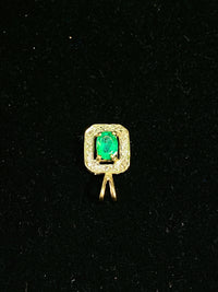 Gorgeous Vintage Design YG 2 cts Emerald w 22 Diamonds Pendant w $6K COA !!!} APR 57