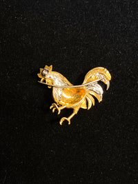 Art Deco Style 18KYG Rooster Chicken 11 Diamond/Ruby Brooch/Pin w $20K COA !!!} APR 57