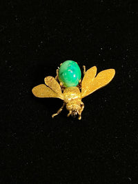 Very Intricate Design 18KYG Turquoise Baby Bumble Bee Brooch/Pin w $10K COA !!} APR 57