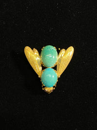 Very Intricate Italian Design 18KYG Turquoise Bumble Bee Brooch/Pin w $16K COA} APR 57