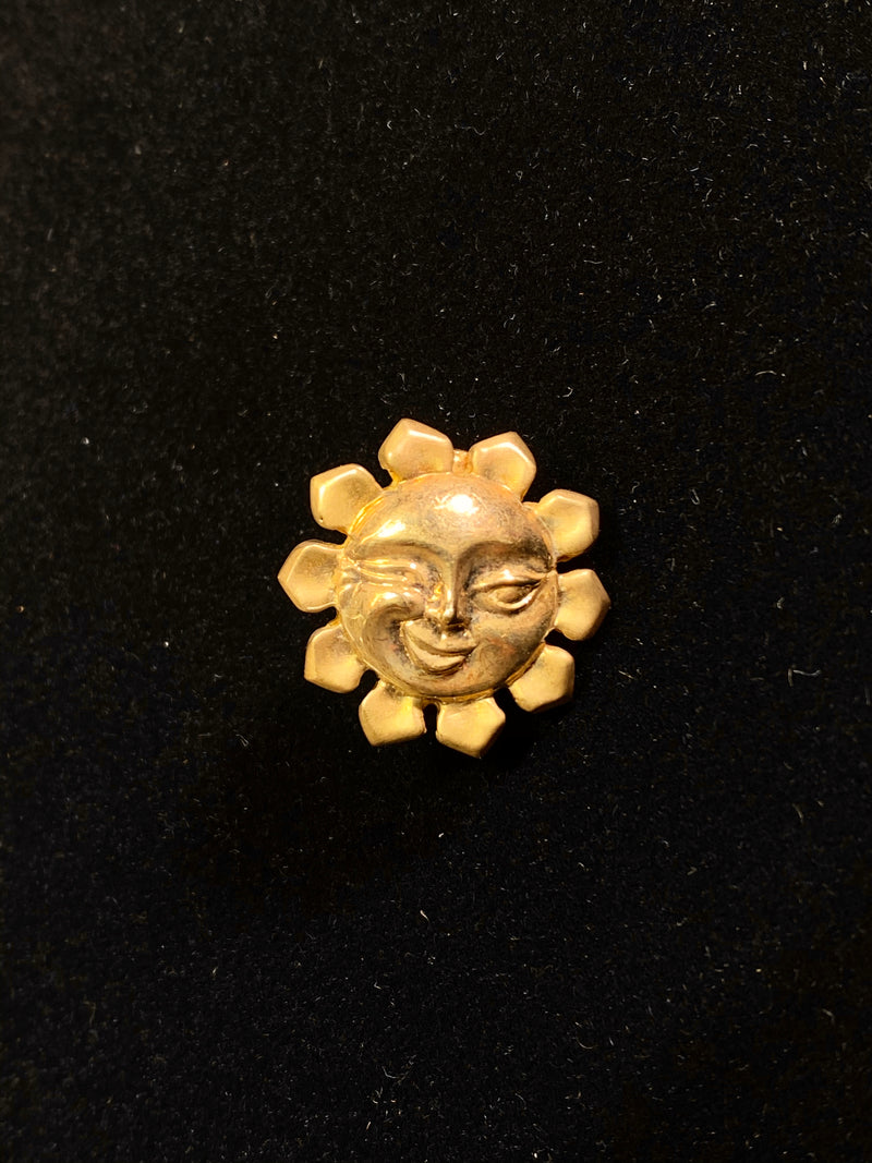 Unique Designer's YG Smiling The Sun & The Moon Pierce/Clip Earrings w $6K COA } APR 57