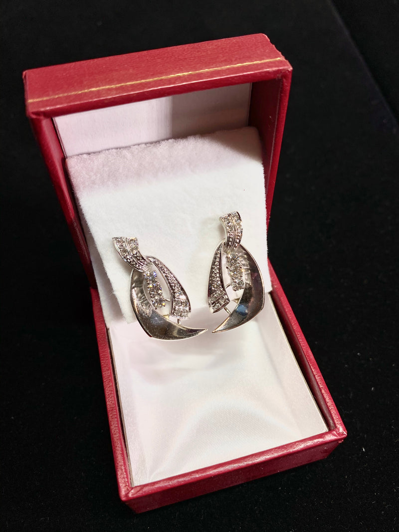 Beautiful Contemporary Designer's 18KWG w 24 Diamonds Earrings w $10K COA !!!} APR 57