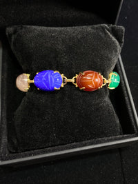 Unique Designer's YG Carved Muti-Colored Stones Bracelet w $8K COA !!!} APR 57