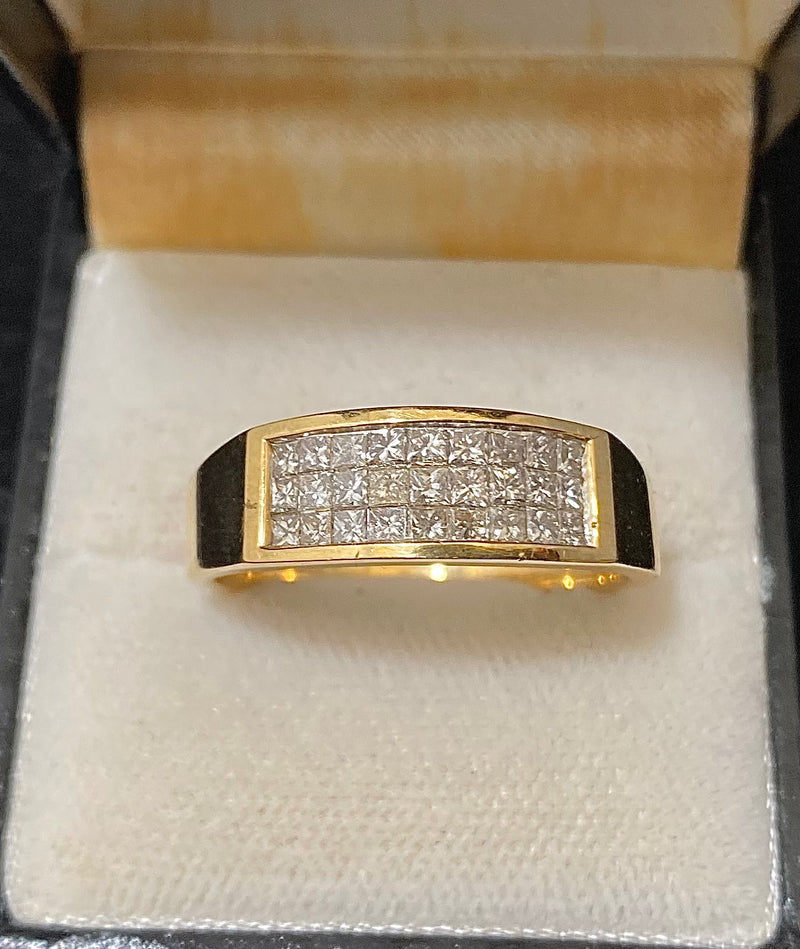Contemporary Designer Solid Yellow Gold with Princess Diamond Band Ring - $15K Appraisal Value w/CoA} APR57