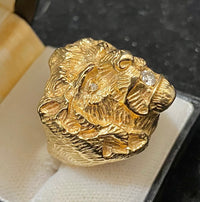 Unique Designer's Lion Head Solid Yellow Gold with 3 Diamonds Ring - $12K Appraisal Value w/CoA} APR57