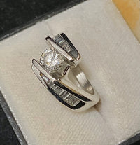 Platinum Tension 12-Baguette Diamond Ring - $40K Appraisal Value w/CoA} APR57