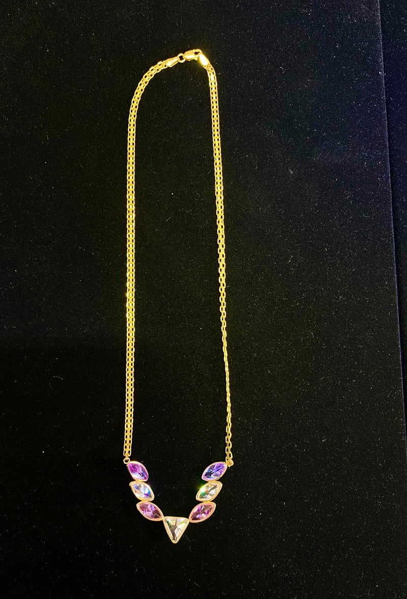Very Beautiful Italian Designer Yellow Gold Multi-Colored Garnet Necklace - $7K Appraisal Value w/COA } APR 57