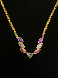 Very Beautiful Italian Designer Yellow Gold Multi-Colored Garnet Necklace - $7K Appraisal Value w/COA } APR 57